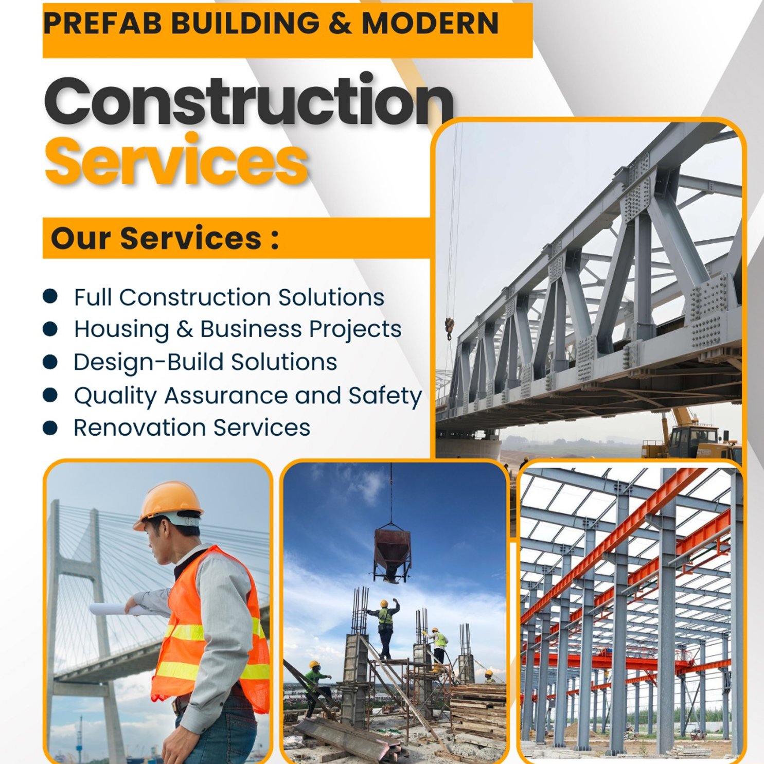 Engineered prefab buildings for residential, commercial, and industrial applications.